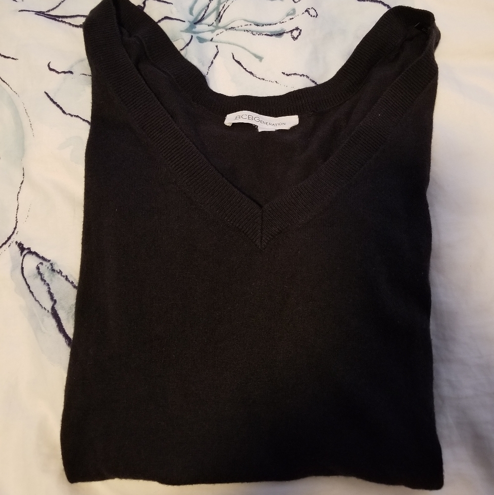 BCBGeneration Black Off The Shoulder Slouch Sweater Medium Long Sleeve